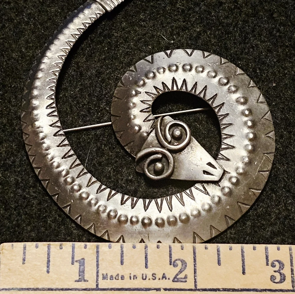VTG J J Jonette Jewelry Snake Serpent Reptile Figure Coiled Pewter 3